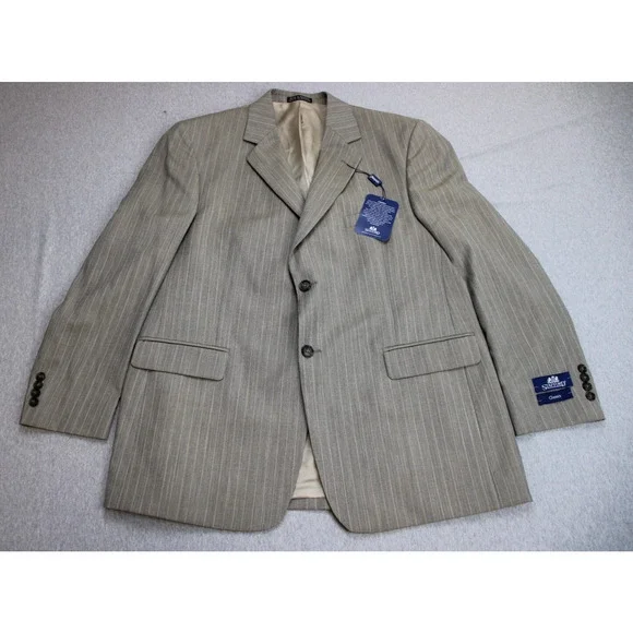 Stafford Blazer Mens 44R Pinstriped 100% Wool 2-Button Lined Single Breasted NWT
