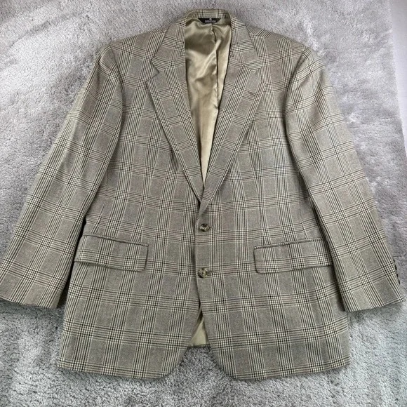 VTG Polo University Club Ralph Lauren Blazer 42R USA‎ Union Made Plaid Wool