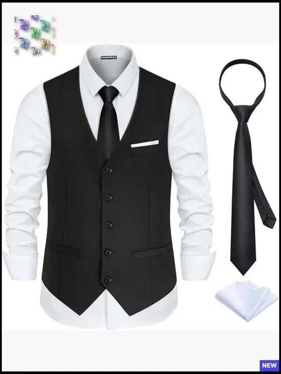 Slim Fit Satin Back Vest Formal Business Wedding Elegant Classic