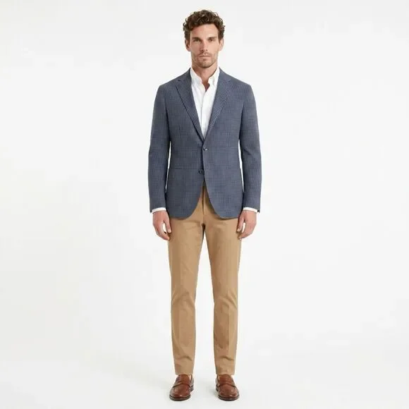 The Gigi Made in Italy Cotton Check Blazer Sport Coat Size 56 Blue Gray US46