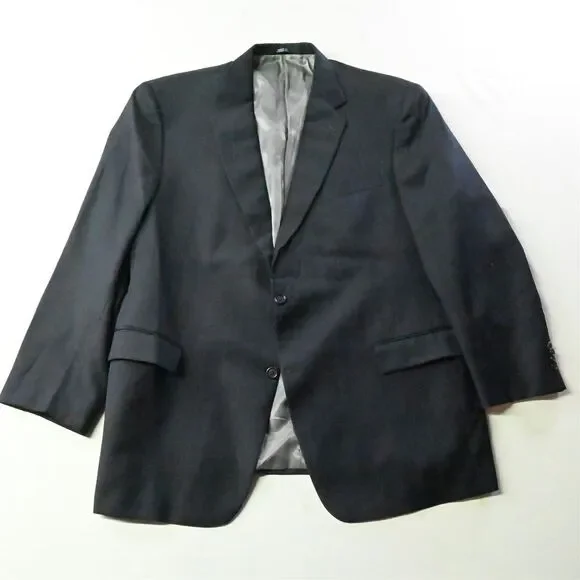 Hart Schaffner Marx 48R Blue Plaid 100% Wool USA Mens‎ Blazer Sport Coat Jacket