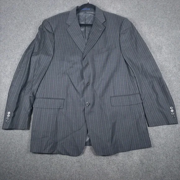 Loro Piana Daniel Cremieux Pinstripe Blazer Mens 46L Charcoal Blue Wool USA Made