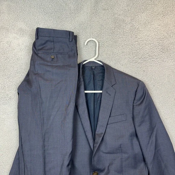J.Crew Thompson Navy Blue Wool Slim Fit 2 Piece Suit 36S 30x30 Pants Mens
