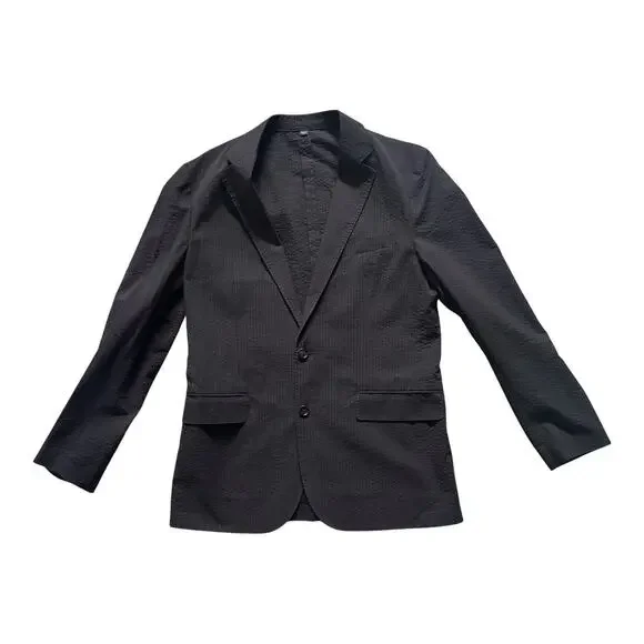 NWT J CREW LUDLOW BLACK SEERSUCKER SUIT SIZE 40