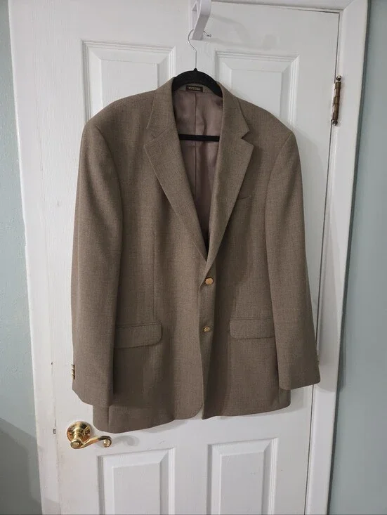 Stafford Men's Light Brown Two-Button Sport Coat.  46L