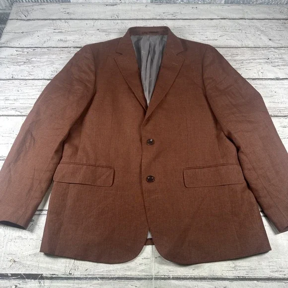 Charles Tyrwhitt Blazer Mens 42R  Slim Fit  100% Linen Sport Coat Jacket Brown