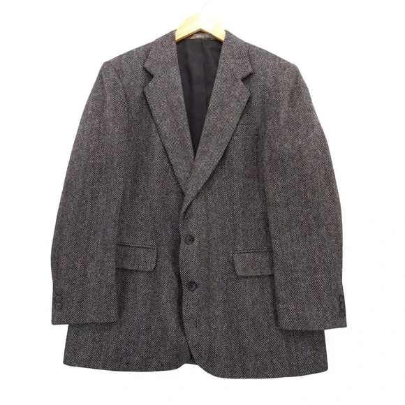 vtg Imperial by Haggar Mens Blazer 42 Wool Tweed‎ Herringbone Classic Sport Coat