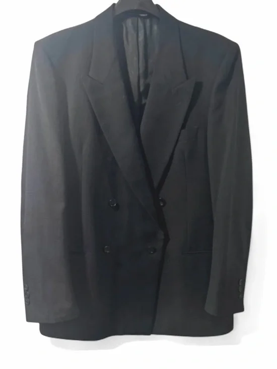 VTG 90s Men’s Abriani Black Double-Breasted Suit Jacket Size US 44 Reg (Large)