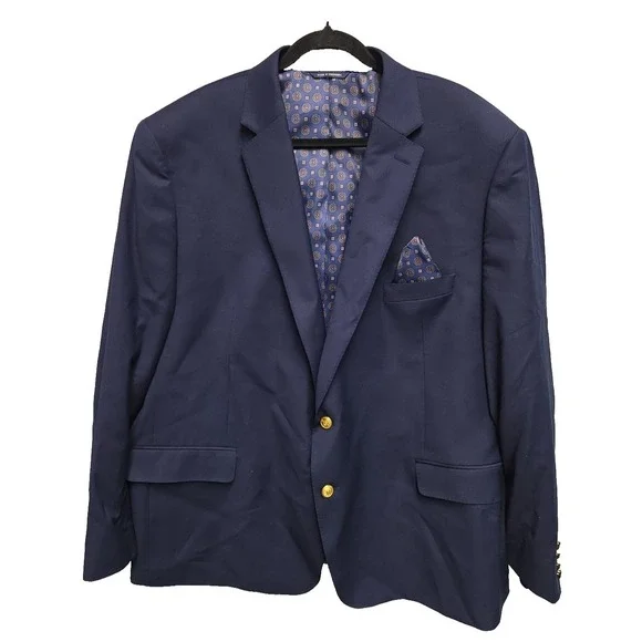 RALPH Ralph Lauren Blazer Men's 50R Navy Blue Gold Crest Buttons Sport Coat