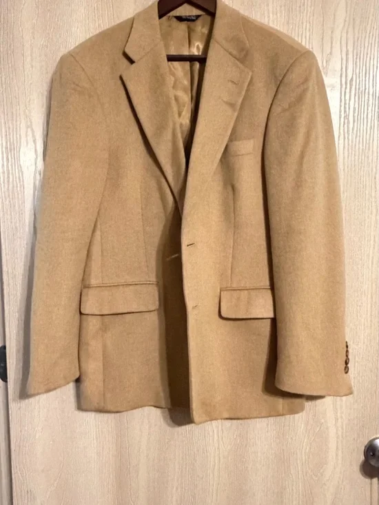 Bill Blass 100% Camel Hair Tan Blazer Sport Coat Men’s Size 38R