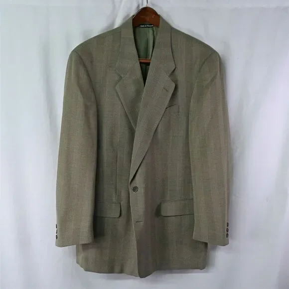 Jack Victor Fits‎ 44L Blue Gold Woven Wool 2Btn Blazer Suit Sport Coat Jacket