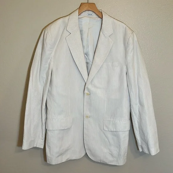 Calvin Klein White Striped Sport Coat Blazer
