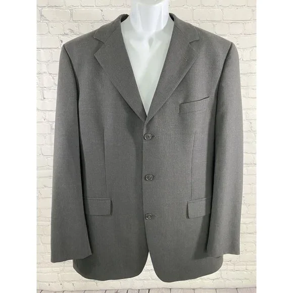 Brooks Brothers Brooksease Gray 3 Button Wool Jacket Blazer Sport Coat 43L