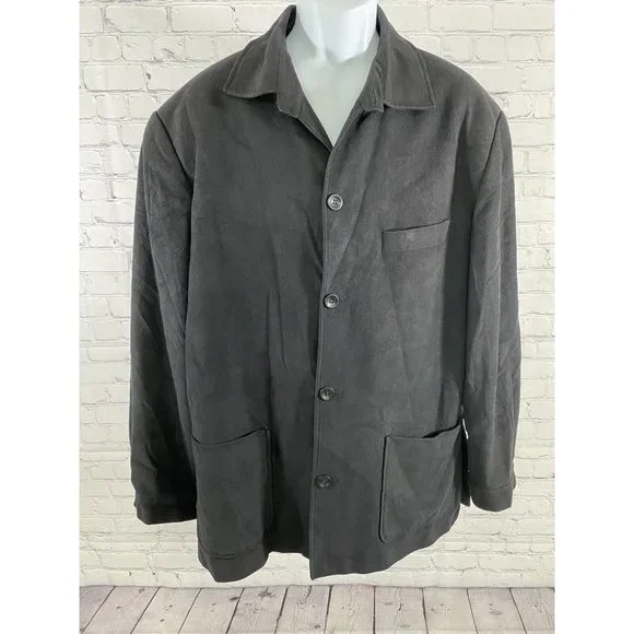 J. Ferrar Solid Black Viscose Polyester 5 Button Coat Jacket 46 *read