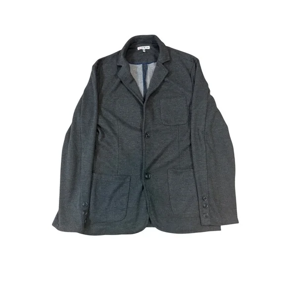 32 Bar Blues Knit Blazer Mens Large Charcoal Gray Excellent Unstructured‎ Jacket