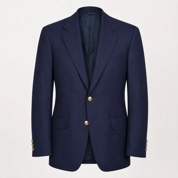 Vintage Burberry London Men's Navy Wool Blazer Jacket 44XL Gold Buttons USA