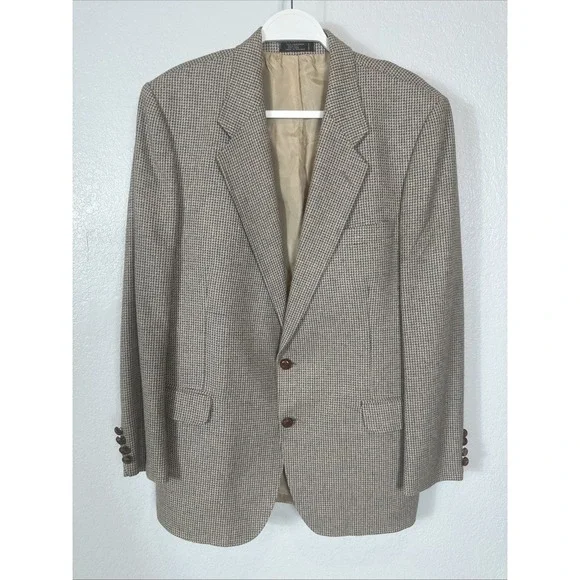 Stafford Executive Mens 42R Gray Taupe Tweed Wool Linen Silk Classic Sport Coat
