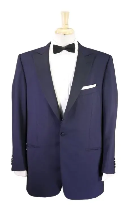Ermenegildo Zegna Navy Blue 1-Btn Peak Lapel Tuxedo Formal Wedding Suit 44R