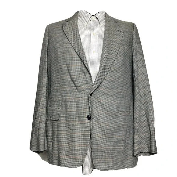 Samuelsohn Multicolored Houndstooth w/ Red Check 2 Btn Super 100 Dormeuil Sz 42L
