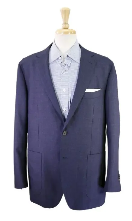 Suitsupply Havana Dark Blue Gray Wool Patch Pocket Blazer Jacket 46R