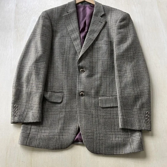 Pendleton Blazer Mens 42R Gray Wool Glen Plaid Sport Coat Jacket Tweed Classic