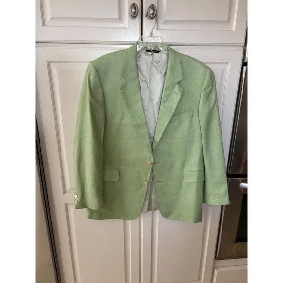Jack Victor Resort Mens 44R Silk Blazer Sport Coat Green Made in Canada BOCAWOOD