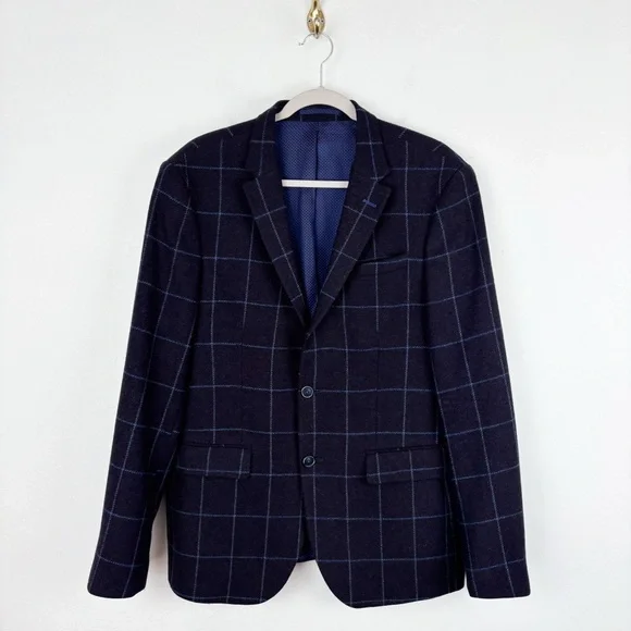 Sand Copenhagen Men’s Virgin Wool Plaid Blazer Sz 52