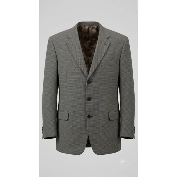 Joseph Abboud Silk Wool Glen Plaid Blazer Career Jacket Houndstooth Size 48L