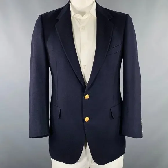 AQUASCUTUM Size 42 Navy Wool Single Breasted Sport Coat