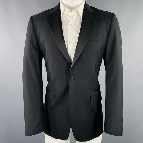 PAUL SMITH Size 38 Black Wool Mohair Tuxedo Sport Coat