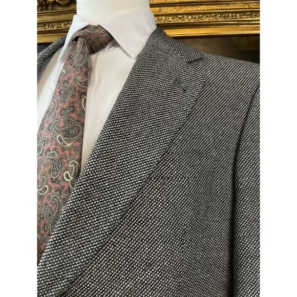 Daniel Cremieux 42R USA MADE Black & White Birdseye Tweed 100% Wool 2Btn Blazer‎