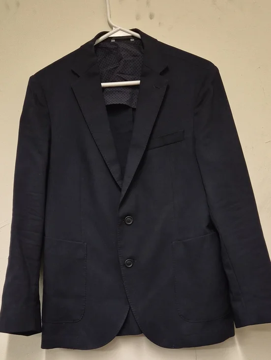 Boss Dark Navy Two-Button Sport Coat Size 46 S