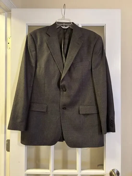 Joseph & Feiss Lambswool Tweed Blazer Men's Long Herringbone 2 Button