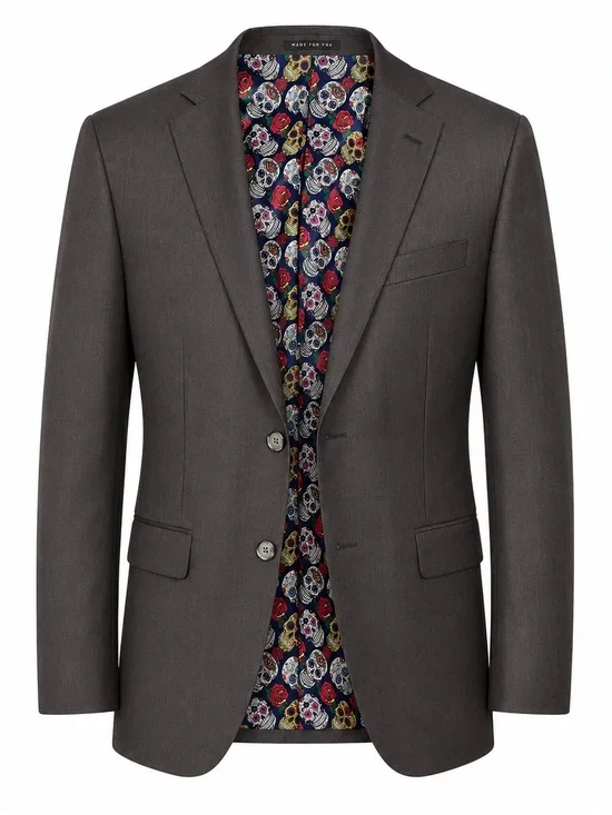 Indochino Suit Blazer Est 38 Brown Gray Wool Luxury Slim Fit Sport Coat See Desc