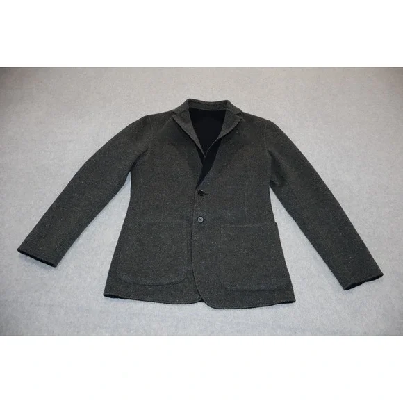 Banana Republic Blazer Teen Mens 36S Gray Navy Reversible Wool Blend Modern Slim
