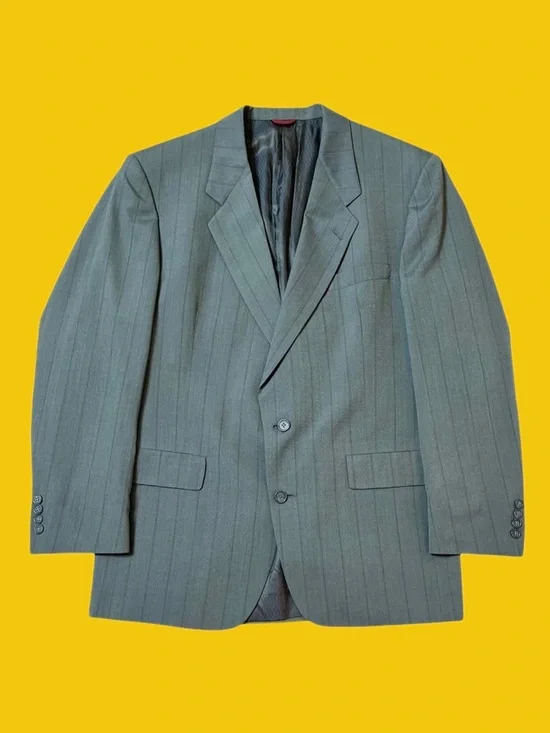 Hart Schaffner Marx 44L Gray Pinstripe Wool Blazer Sport Coat