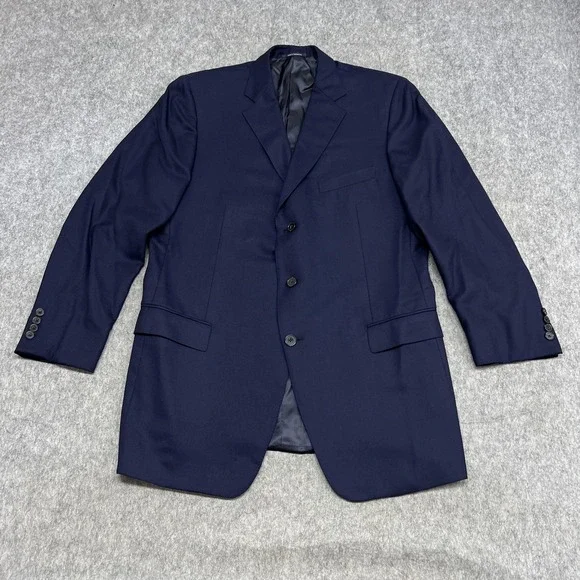Ermenegildo Zegna Blazer Mens EU 58L Blue Wool Suit Jacket Trofeo Swiss FIT46L