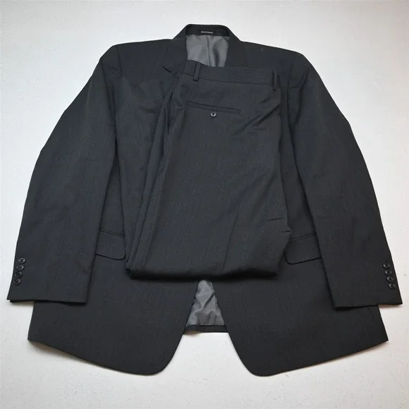 Pronto Uomo 46R 42x30 Gray Striped Wool Mens Jacket Pants Suit