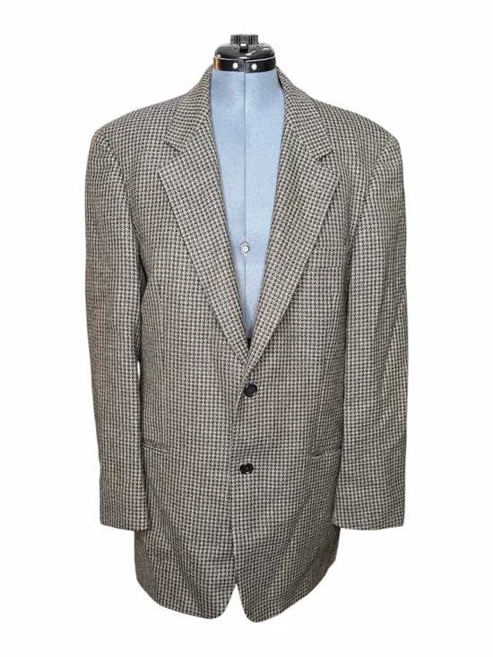 Hugo Boss Houndstooth Plaid Einstein Blazer Sport Coat Size 42 T wool Jacket
