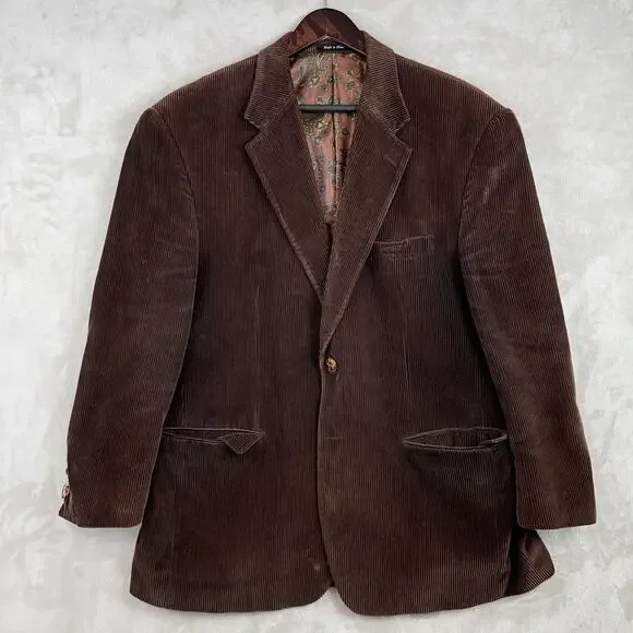 Lauren Ralph Lauren Mens 44R Corduroy Blazer Paisley Lined Dark Academia *flaw*