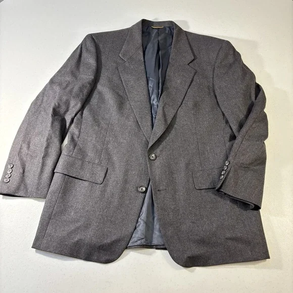 Hart Schaffner Marx Gold Trumpeter For Parisan Grey Suit Jacket 41R Wool Bemberg