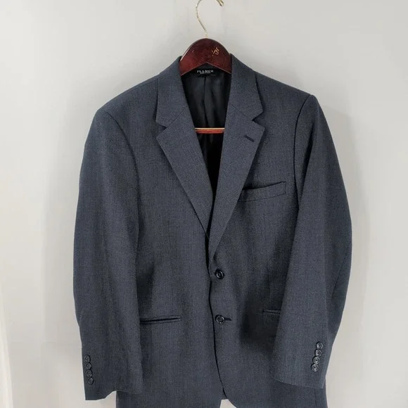 Jos. A Bank Long Sleeve Button Front Notched Lapel Blazer Blue Wool Blend 42S‎