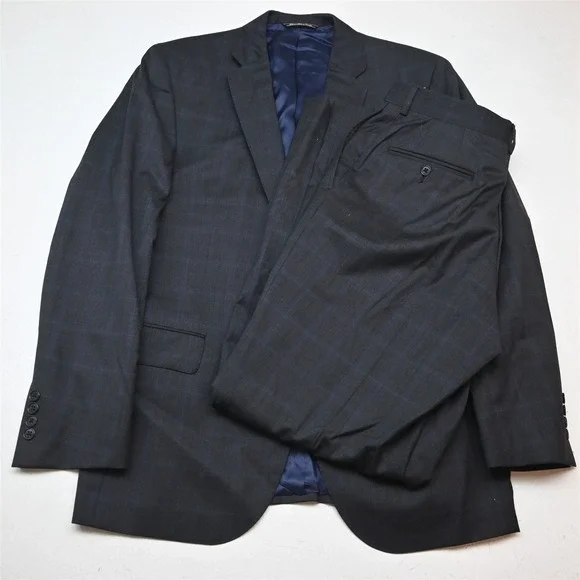 Jack Victor 42R 32x34 Gray Windowpane 100% Wool Nepal Mens Jacket Pants Suit
