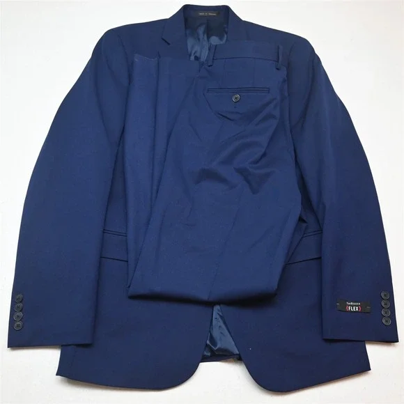 NEW Van Heusen 40L 32x32 Blue Flex Mens Jacket Pants Suit