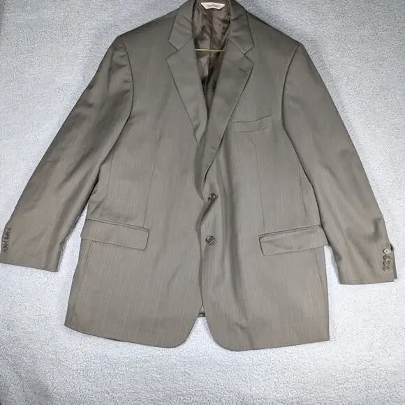 Pronto Uomo Blazer Mens 50 Tall Brown Gray Pinstripe 100% Wool Sport Coat Jacket