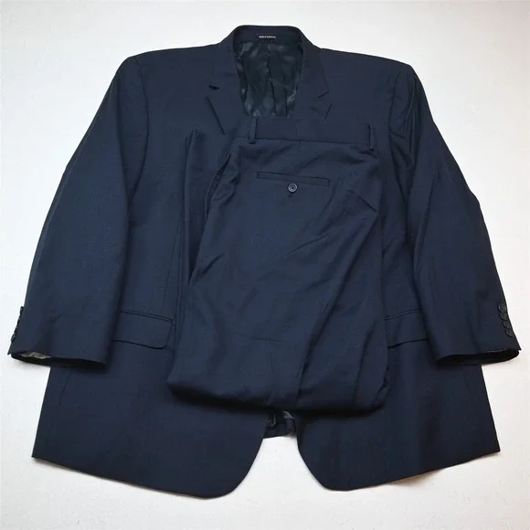 Pronto Uomo 54S 46x30 Blue Sharkskin 100% Wool Mens Jacket Pants Suit