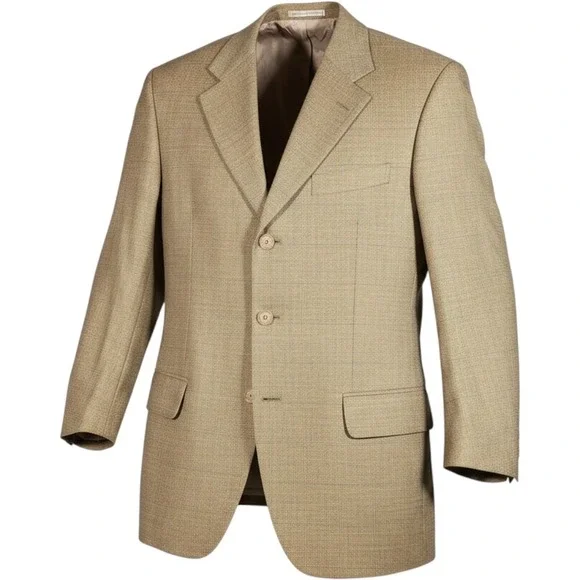 Ermenegildo‎ Zegna Blazer Mens 48L Tan Wool Taglio Esclusivo High Performance