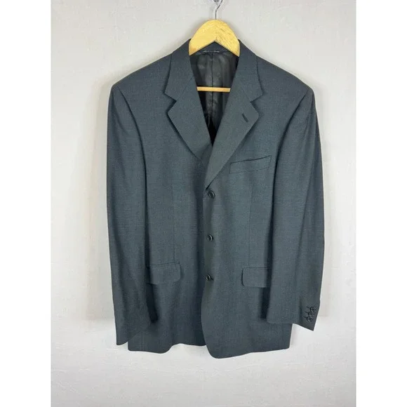 Canali Harry Rosen Mens‎ 44 Wool Blazer Sport Coat Charcoal Grey 3 Button Italy