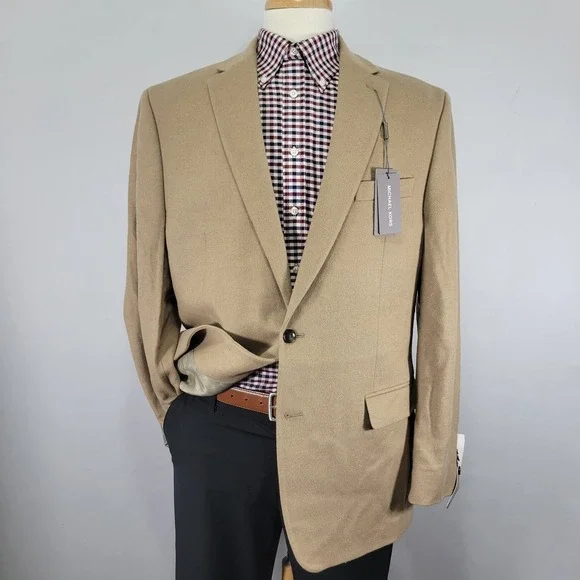 Michael Kors Men's Sport Coat Blazer‎ Two Button KIPP Wool Silk Cashmere 44L NEW