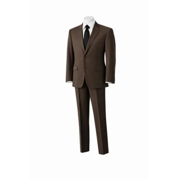 Jos A Bank Signature Suit Mens 43R Brown Wool Herringbone 2 Piece 37x30 Pants